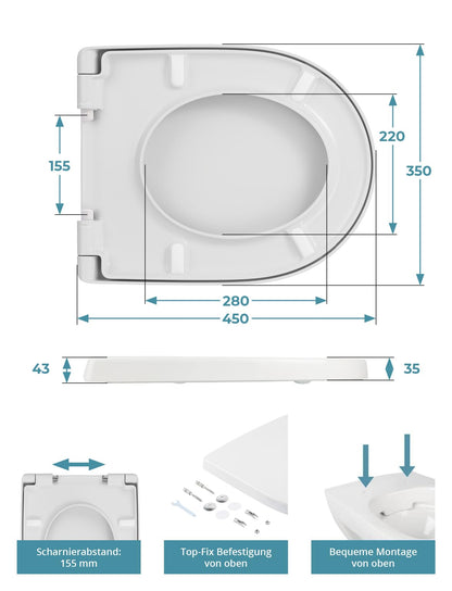 Calmwaters WC Sitz Keramag iCon D-Form Absenkautomatik Weiss