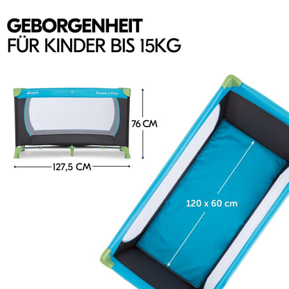 hauck Dream n Play Babyreisebett faltbar Matratze - Waterblue