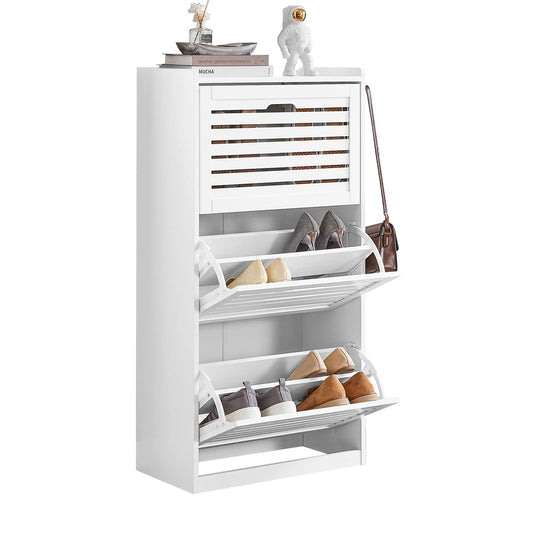 SoBuy FSR108-W Schuhschrank für Flur – 3 Klappen Schuhkipper Weiss