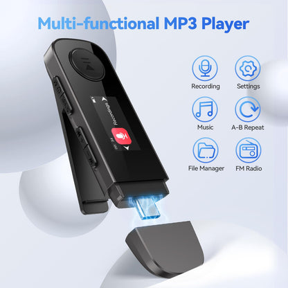 AGPTEK U5 MP3-Player 64 GB mit Bluetooth 5.3, Clip und FM-Radio