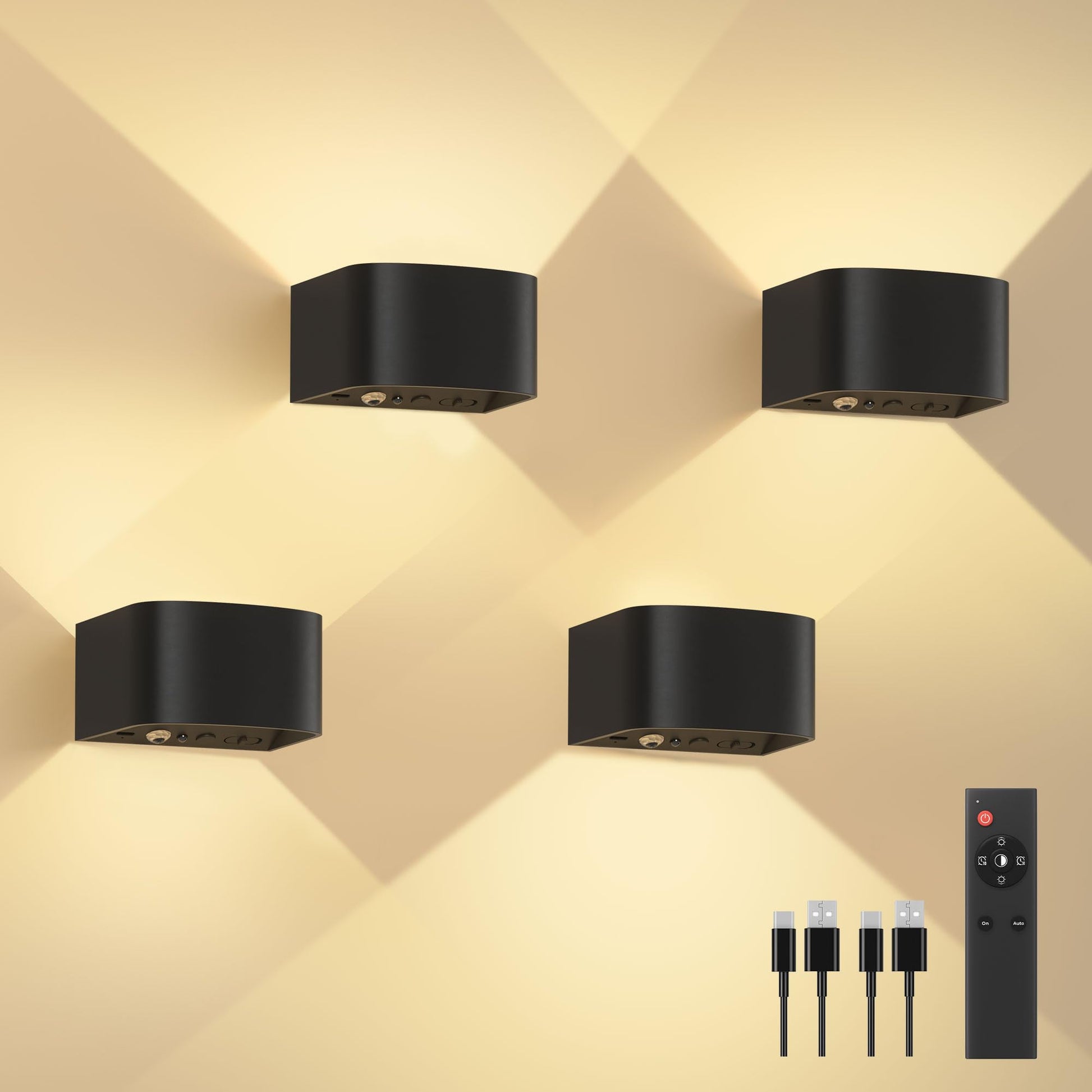 FULEN LED Wandleuchte Innen mit Bewegungssensor, Akku, 4er Set – Up-and-Down Licht