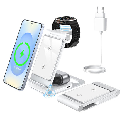 Bolvunes 3-in-1 Induktive Ladestation für Samsung Galaxy, Watch & Buds, faltbares Aluminiumgehäuse