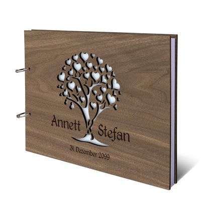 Kartenmachen.de Gästebuch Hochzeit Holz DIN A4 Lasergravur Herzbaum