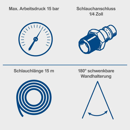 Scheppach AHR15 Druckluft-Schlauchtrommel - Automatik 15m