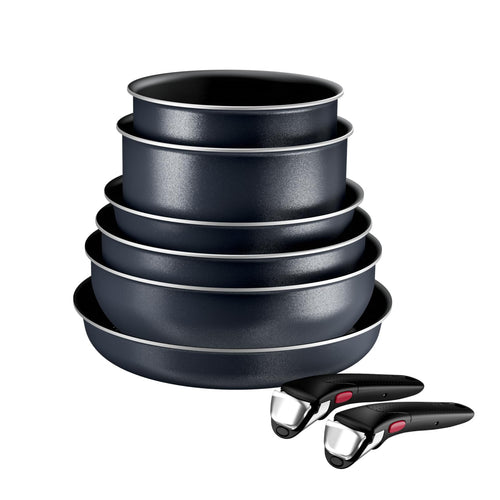 Tefal Ingenio Enjoy Topf- & Pfannenset Induktion – 8-tlg. L7239343, schwarz, rund. Zum Kochen & Braten auf Induktion.