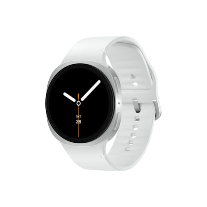 Samsung Galaxy Watch8 Smartwatch 44mm Bluetooth Silber mit rundem Gehäuse und schwenkbarem Rahmen