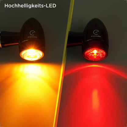 evermotor 3in1 Mini LED Motorradblinker mit Rücklicht und Bremslicht