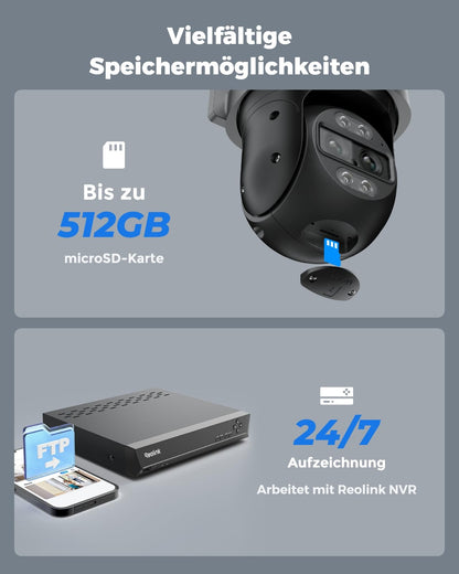 Reolink TrackMix WiFi 4K PTZ Überwachungskamera Aussen - Grau