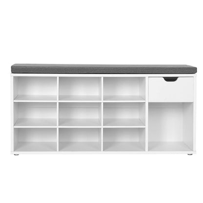 VASAGLE Schuhbank LHS24WT, Schuhregal mit Schublade, weiss-grau