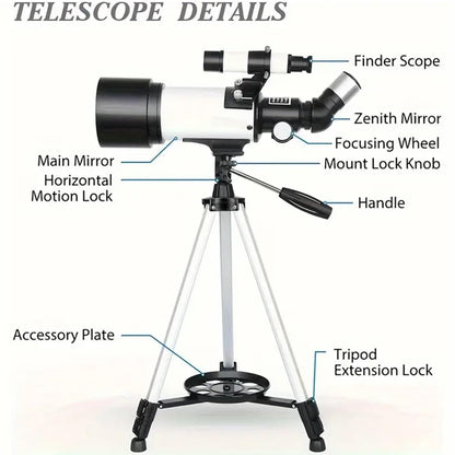 Misilmp Astronomie Refraktor Teleskop 70/400 schwarz für Anfänger