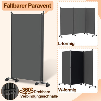 Vigevee Paravent Raumteiler klappbar 3-teilig 263x181 cm Anthrazit