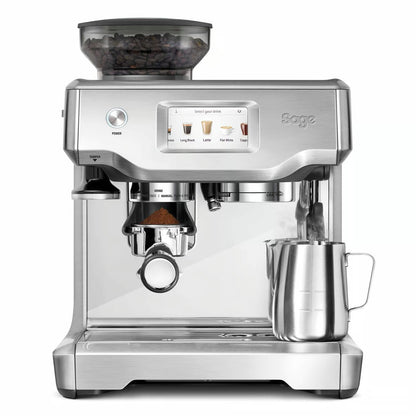 Sage The Barista Touch Siebträgermaschine - Gebürsteter Edelstahl. Espresso- & Milchschaumzubereitung via Touchscreen.