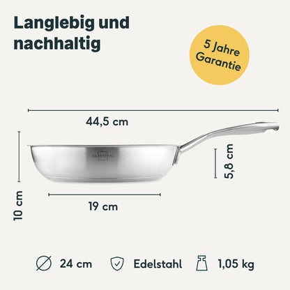 SILBERTHAL Induktions-Bratpfanne 24cm - Edelstahl Antihaft