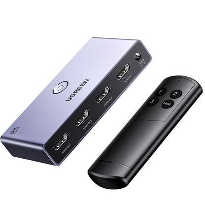 UGREEN HDMI 2.1 Switch 8K 3 In 1 Out mit Fernbedienung, VRR & ALLM und blauer Statusleuchte