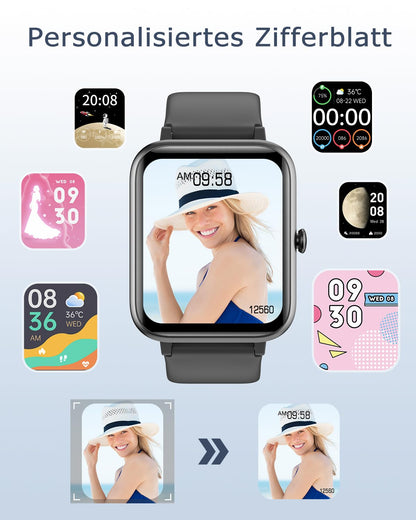 GRV FC1 Smartwatch mit Telefonfunktion, 1,85" HD-Display, IP68
