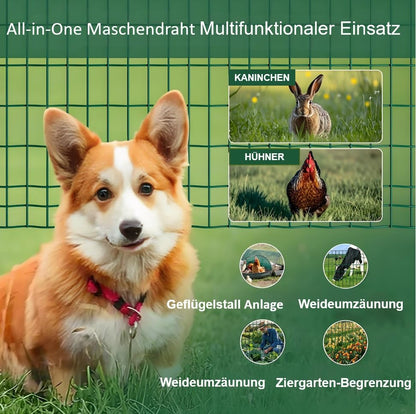 Amagabeli PVC-Gartenzaun grün - 1x25m, Masche 100x50mm