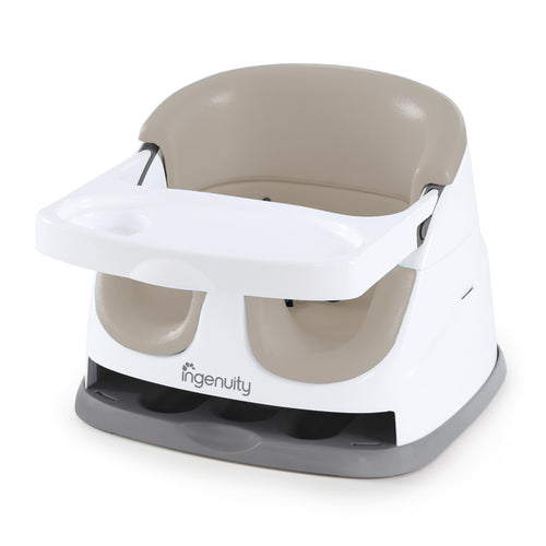 Ingenuity 2-in-1 Sitzerhöhung mit Tablett, Beige, ab 6 Monaten – tragbarer Babysitz mit Schaumstoffeinsatz