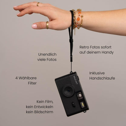 MAZUNT Retro Digitalkamera MAZ25, 12 MP, bildschirmfrei, schwarz