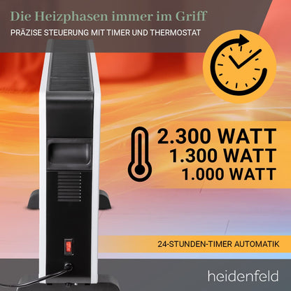 Heidenfeld EK100 Konvektor Heizung elektrisch - 2300 Watt