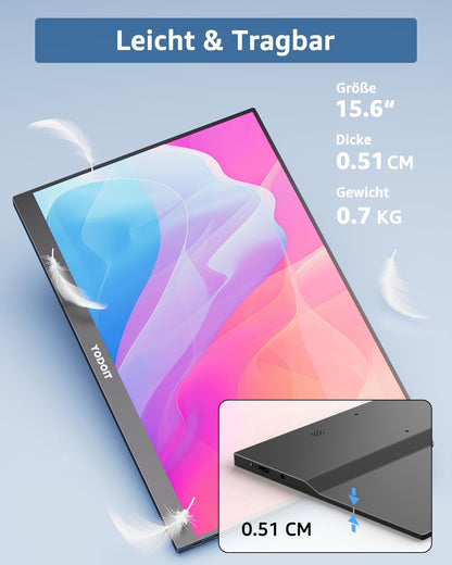 Yodoit Tragbarer Monitor – 15.6 Zoll FHD IPS USB-C HDMI