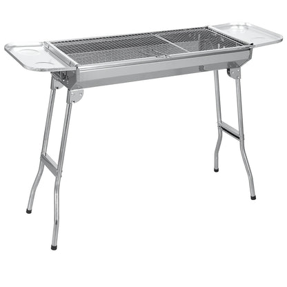 Sunjas Holzkohlegrill CA-12 Edelstahl Faltgrill Campinggrill tragbar, zwei Grillroste, Griffe beidseitig