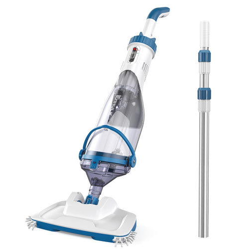 Enhulk PC15 Akku-Poolsauger mit 3 Filtern und Teleskopstange, Saugkopf 34 cm breit mit Seitenbürsten