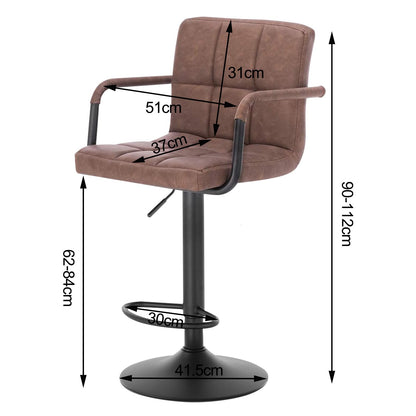 WOLTU Barhocker Barstuhl 2er Set – Dunkelbraun Kunstleder