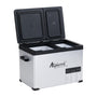 Alpicool CHS45 Kompressor Kühlbox 32L – Dualzone Tragbar. Rechteckige graue 32L Kompressor-Kühlbox mit zwei Temperaturzonen zum Kühlen oder Gefrieren.