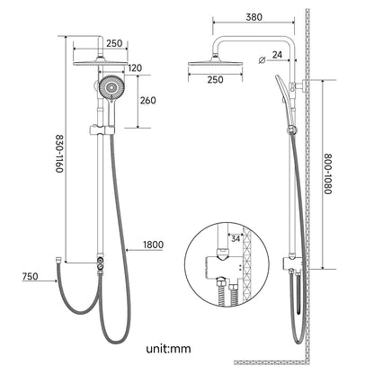 Rainsworth Regendusche Duschsystem 25cm rund – Chrom, ohne Armatur