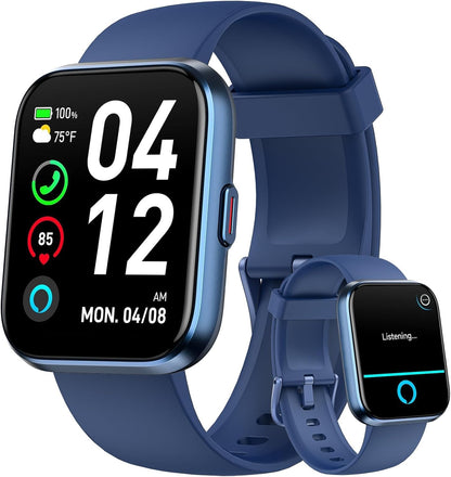Aeac Smartwatch mit Telefonfunktion, 1,85 Zoll HD-Display, IP68 in Schwarz