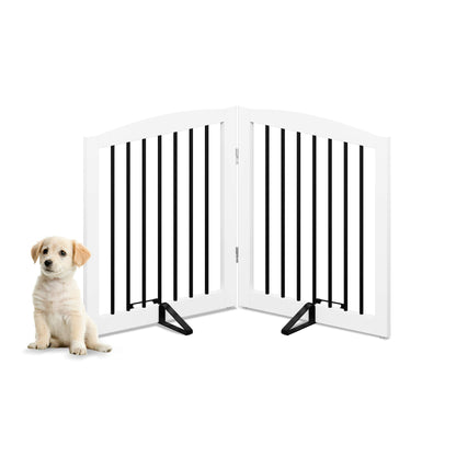 HOLTICO Hundeabsperrgitter Holz freistehend faltbar weiss. Freistehendes, faltbares Gitter aus weissen Holzlamellen. Sperrt Bereiche für Hunde ab.