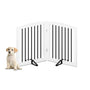 HOLTICO Hundeabsperrgitter Holz freistehend faltbar weiss. Freistehendes, faltbares Gitter aus weissen Holzlamellen. Sperrt Bereiche für Hunde ab.