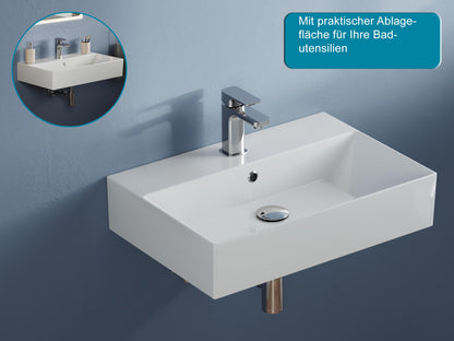 Aqua Bagno Eckiges Design Handwaschbecken Keramik 60x42 cm