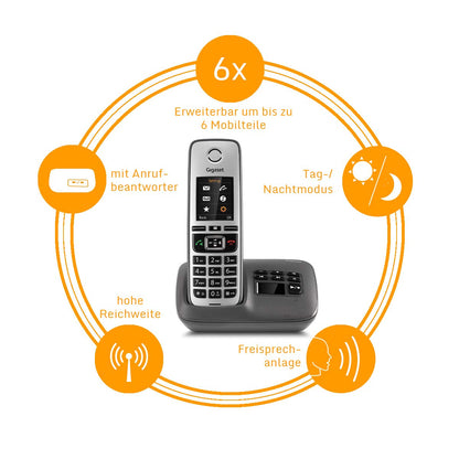 Gigaset Family Schnurloses Telefon Set mit AB - anthrazit-grau