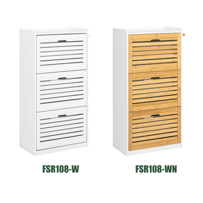SoBuy FSR108-WN Schuhschrank mit 3 Klappen - Natur