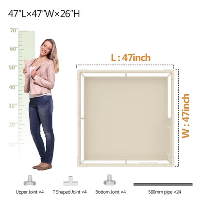 Fodoss Baby Laufgitter 120x120cm mit Matratze – Beige