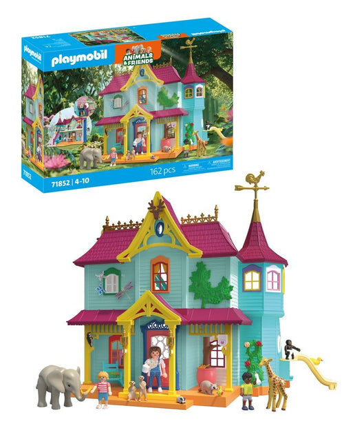PLAYMOBIL 71852 Animals & Friends Kunterbunte Tier-Villa ab 4 Jahren, farbenfrohe Spielvilla mit Tierfiguren