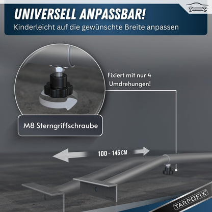 Tarpofix Planenbügel für Anhänger, Aluminium Spriegel 100-145 cm