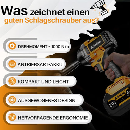 Adedad Akku-Schlagschrauber PL80W 20V bürstenlos 1000 Nm 1/2 Zoll