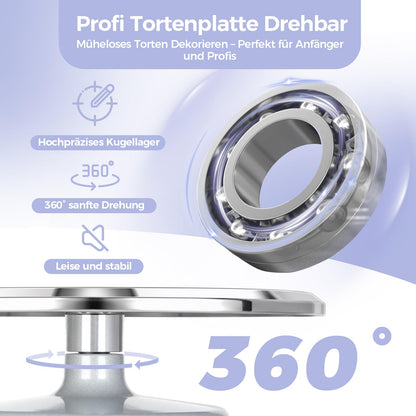 Ohuhu Drehteller Torte 30 cm, drehbare Tortenplatte aus Aluminium