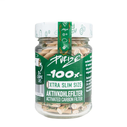 PURIZE® Glas I XTRA Slim Size Aktivkohlefilter – 5x 100