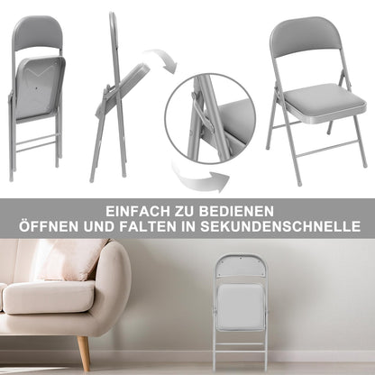 BULAGE Klappstühle 4er Set, Gartenstuhl klappbar - Grau