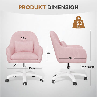Aivermeil Bürostuhl ergonomisch mit Kopfstütze, höhenverstellbar, Rosa