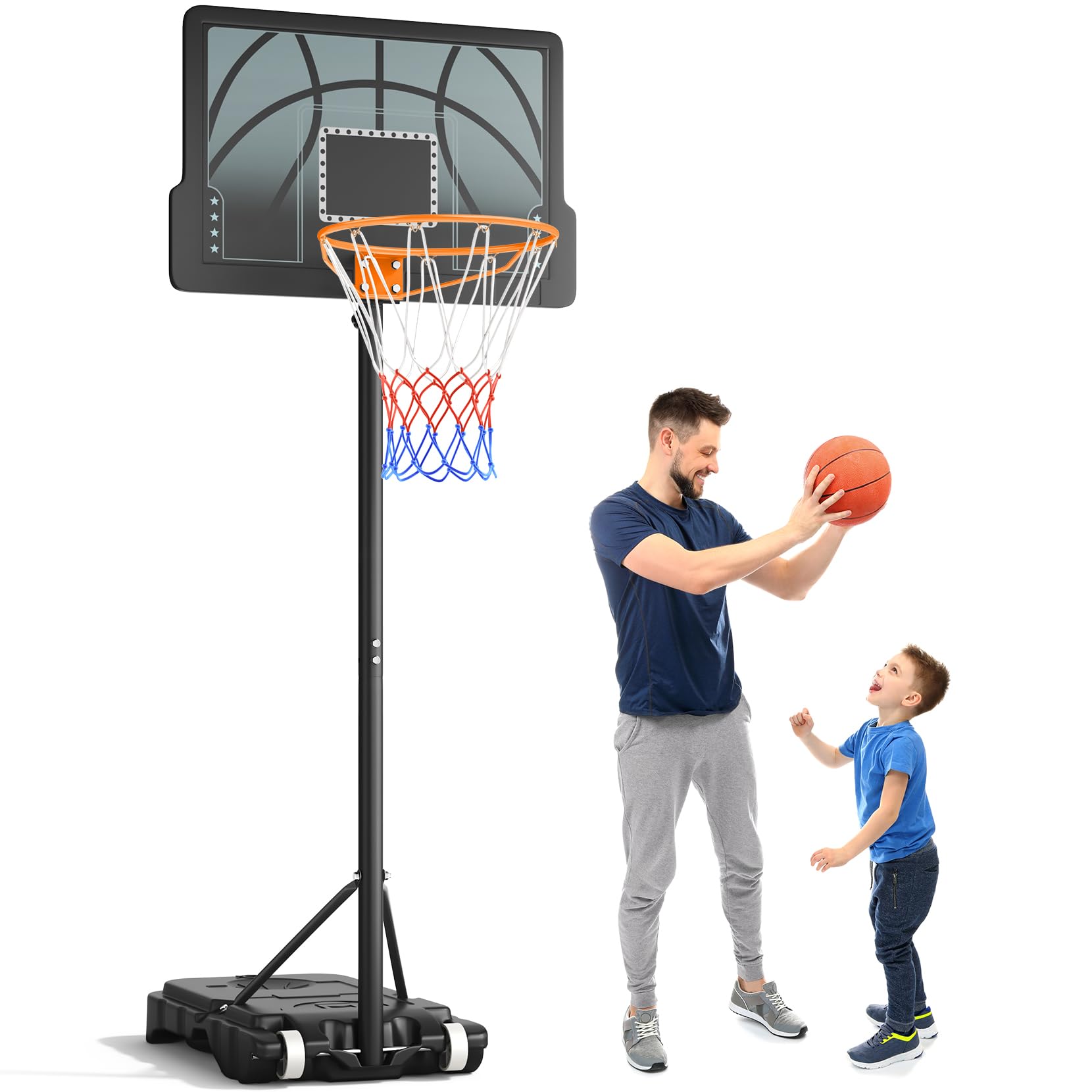 Yohood Basketballkorb Kinder outdoor höhenverstellbar - schwarz. Schwarzer, höhenverstellbarer Korb für Outdoor-Basketball.