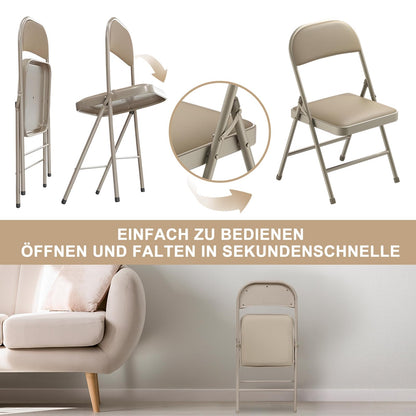 BULAGE Klappstuhl Gepolstert 6er Set - Khaki für Garten & Esszimmer