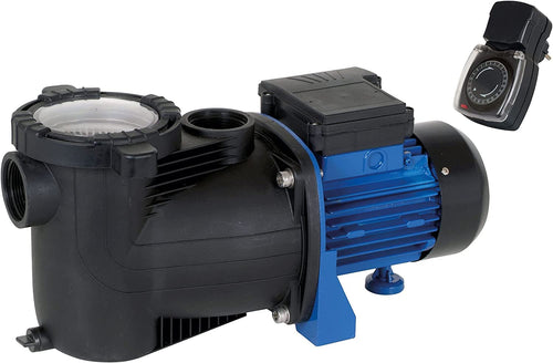 T.I.P. SPP 600 FT Poolpumpe – Filterpumpe mit Vorfilter. Blau-graues Gehäuse mit Vorfilter. Wälzt und filtert Poolwasser.