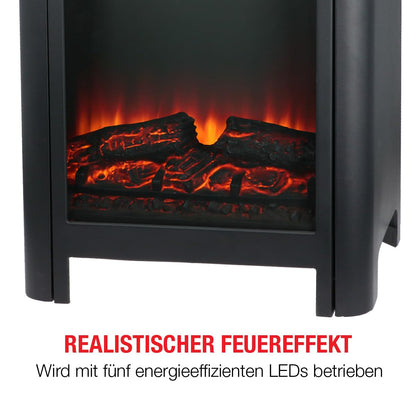 Classic Fire Elektrokamin Modena – Schwarz mit Heizfunktion