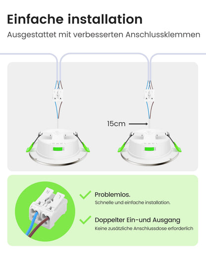 ALUSSO LED Einbaustrahler dimmbar, 3 Farbtemperaturen, IP44, 12er Set