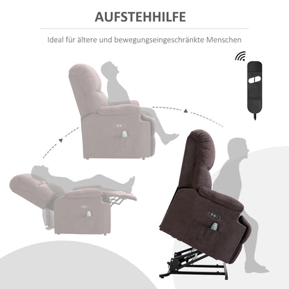 HOMCOM Relaxsessel mit Aufstehhilfe, Massage, neigbar – Kaffee-Braun