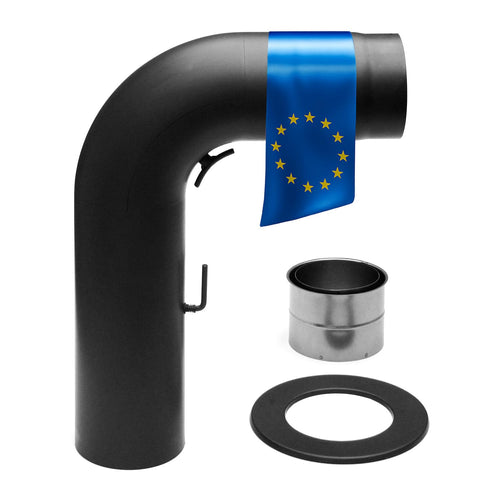 Raik Rauchrohr Set 150 mm 90 Grad Bogen schwarz – 2 mm Stahl Senotherm. Schwarzes Stahlrohr zur Abgasführung von Feuerstätten zum Schornstein.